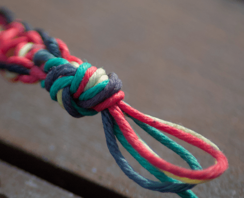 Close-up of a wish bracelet's adjustable loop